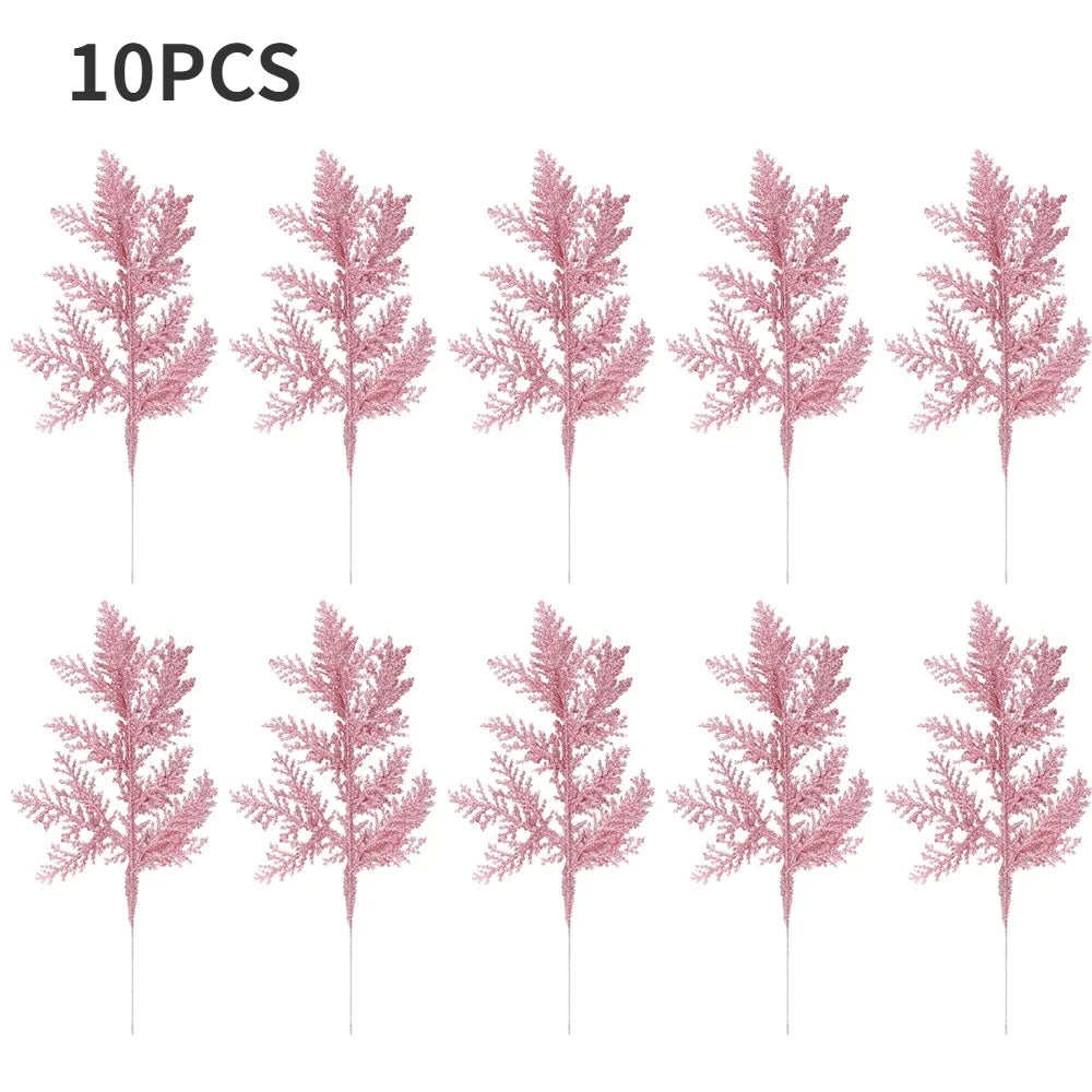 10pcs Pink Glitter Christmas tree branches