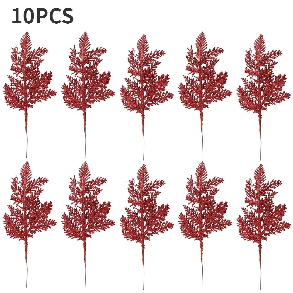 10pcs red glitter Christmas Branches