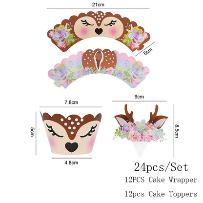 24pc set cupcake wrappers and toppers