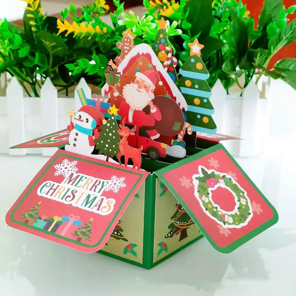 3D Christmas popup Card Santa and friends