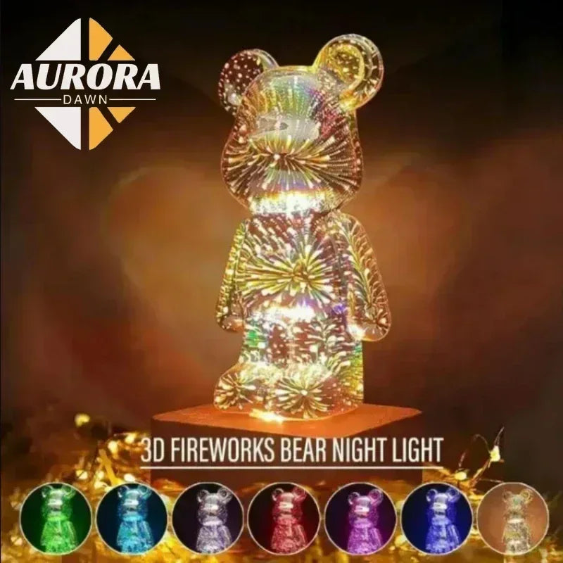 3D Fireworks Bear Night Light