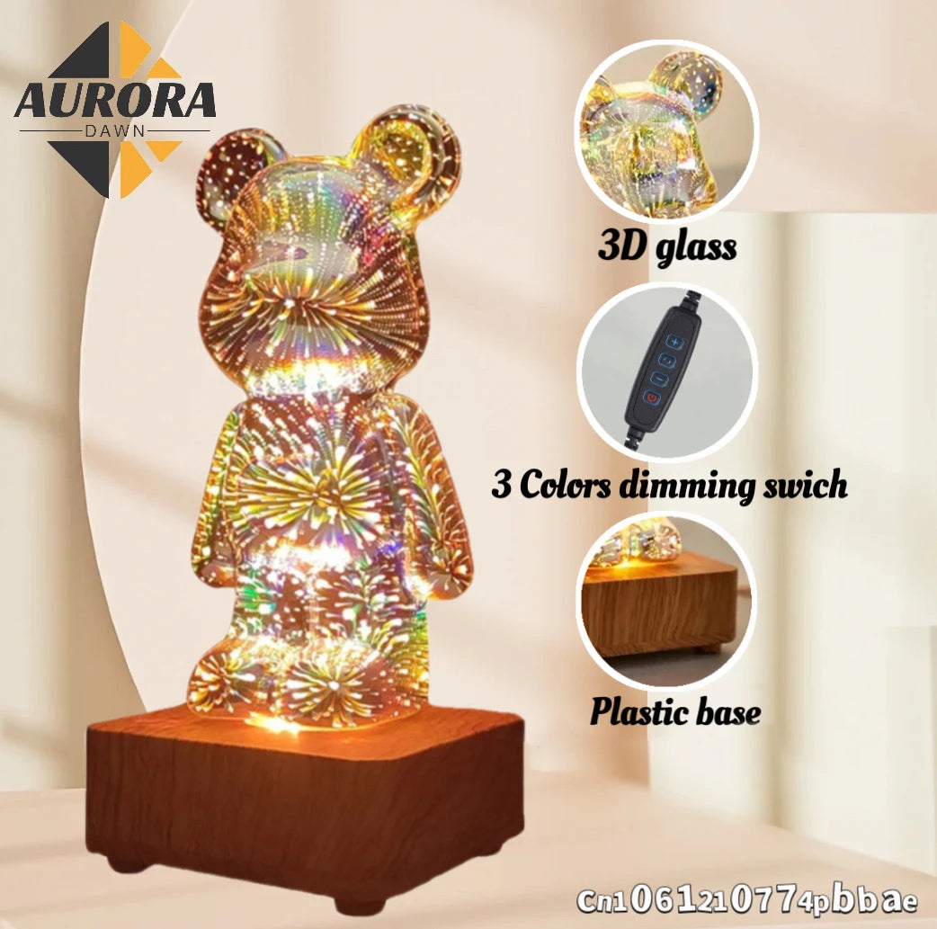 3D Glass Bear light