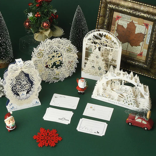 3D pop up white elegant Christmas Cards