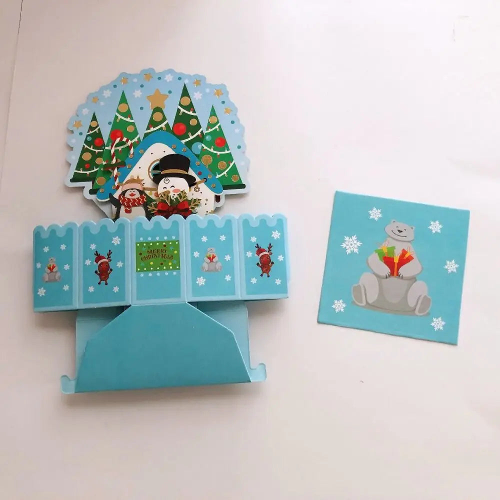 3d pop up card Christmas Snowman Scene