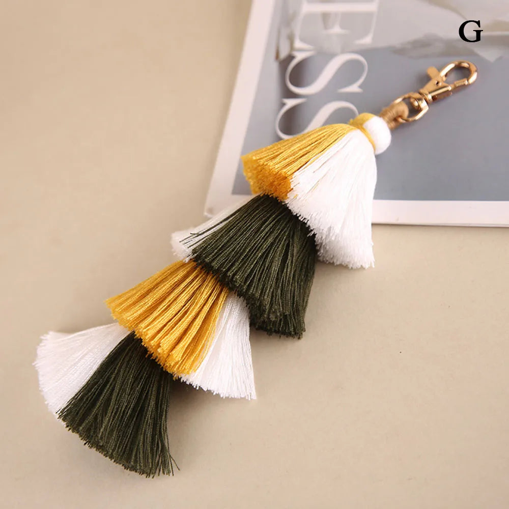 4 layer bag charm white mustard green