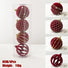 4 luxurious red velvet flocked pattern baubles