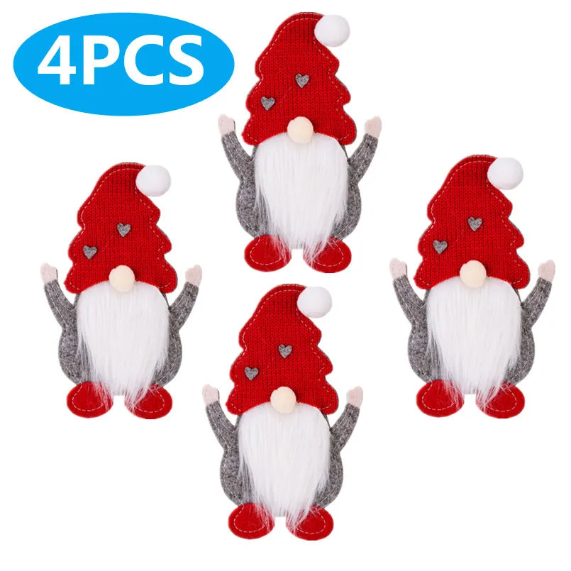 4 pcs Christmas gnome cutlery holder