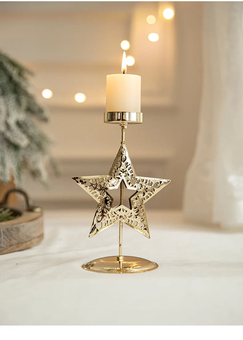 5 point star Christmas table candle holder