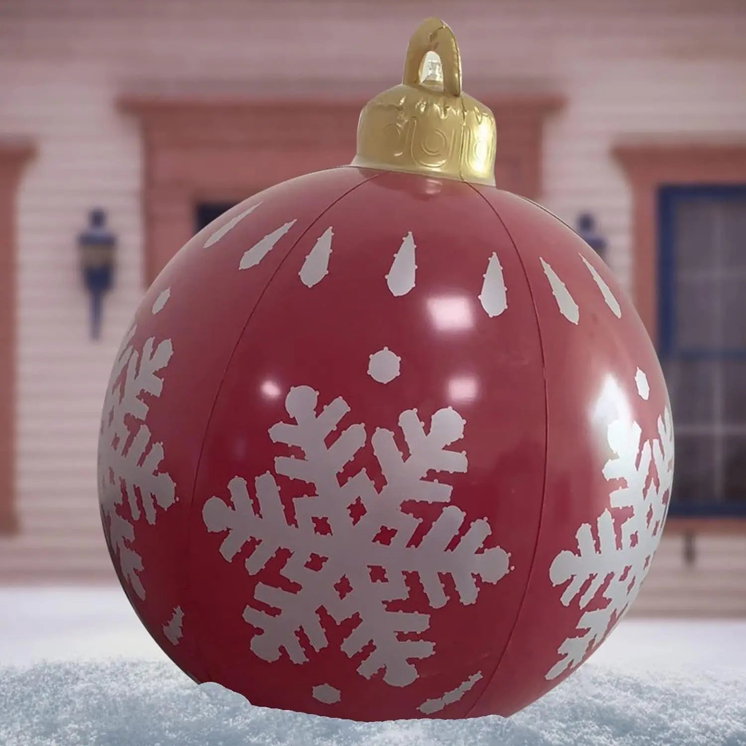 60cm Inflatable red bauble with snowflake