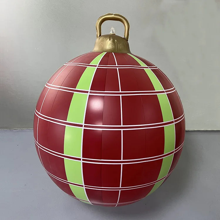 60cm Red Bauble with green stripe inflatable