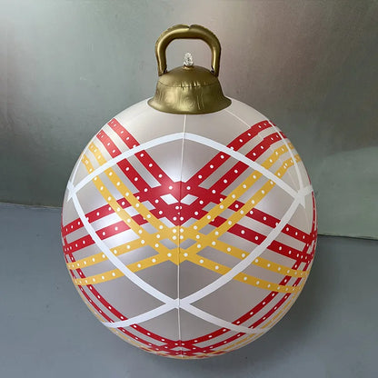 60cm Red white Yellow stripe dots bauble