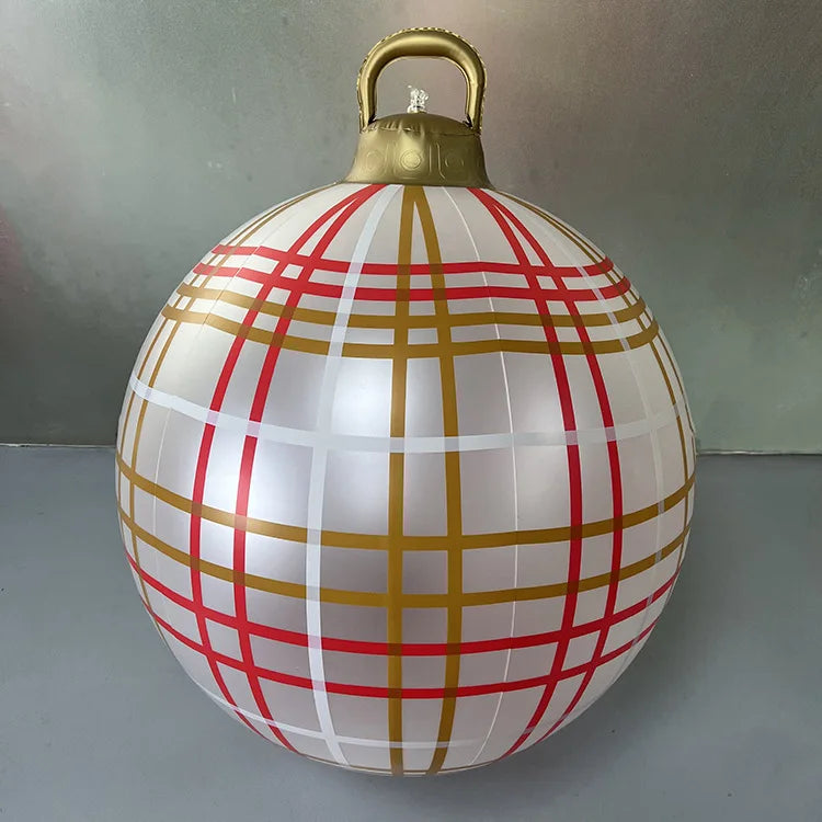 60cm Red white gold stripe Bauble