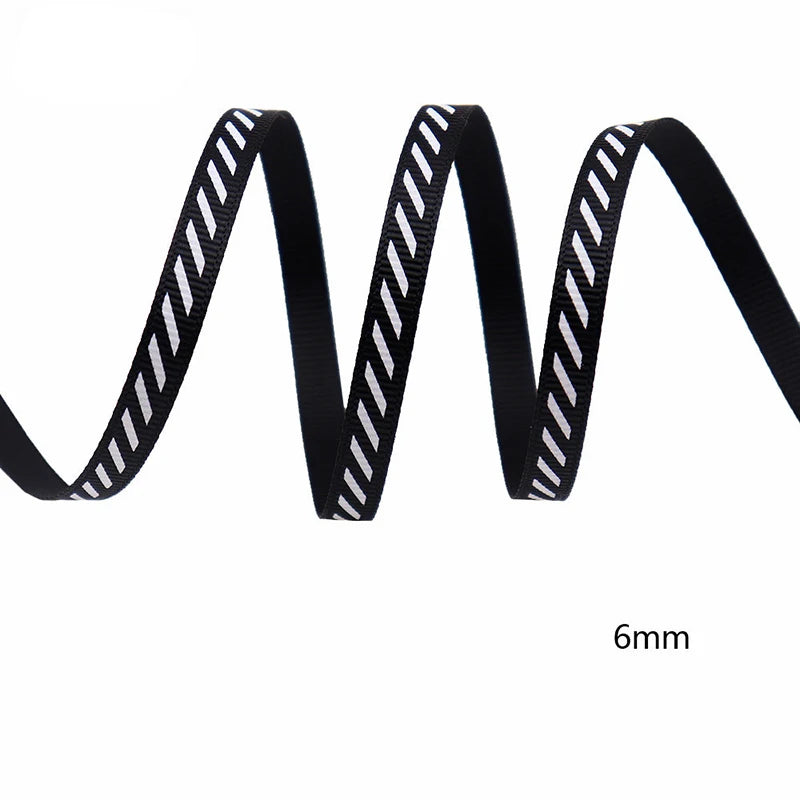 6mm black and white ribbon