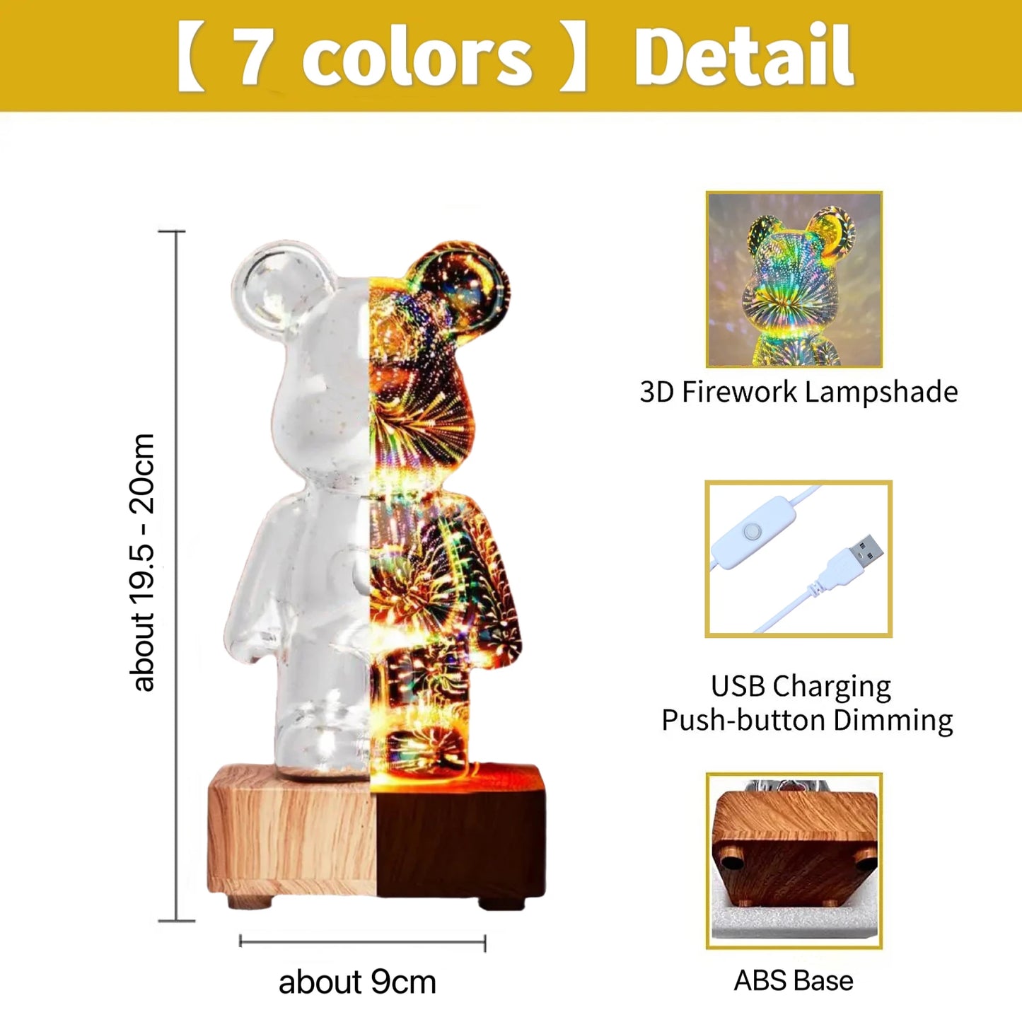 7 colour changing bear light