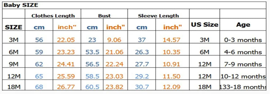 Baby Christmas Pajamas Measurements