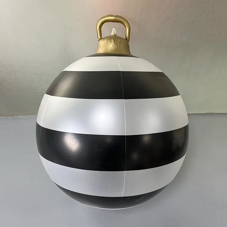 Black and White Stripe Christmas Bauble 40cm