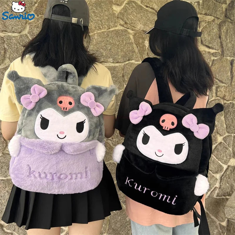 Black and purple kuromi backpack plush