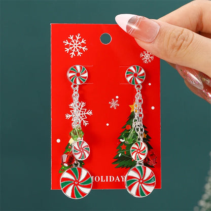 Candy Cane Circle Drop Earrings