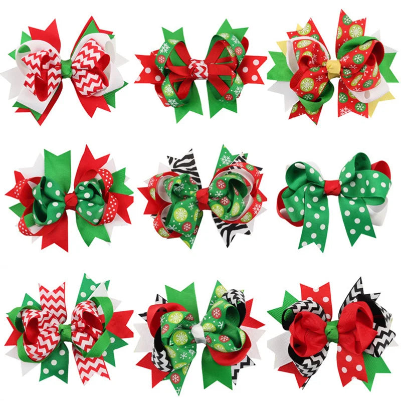 Christmas Hair Bow Clips