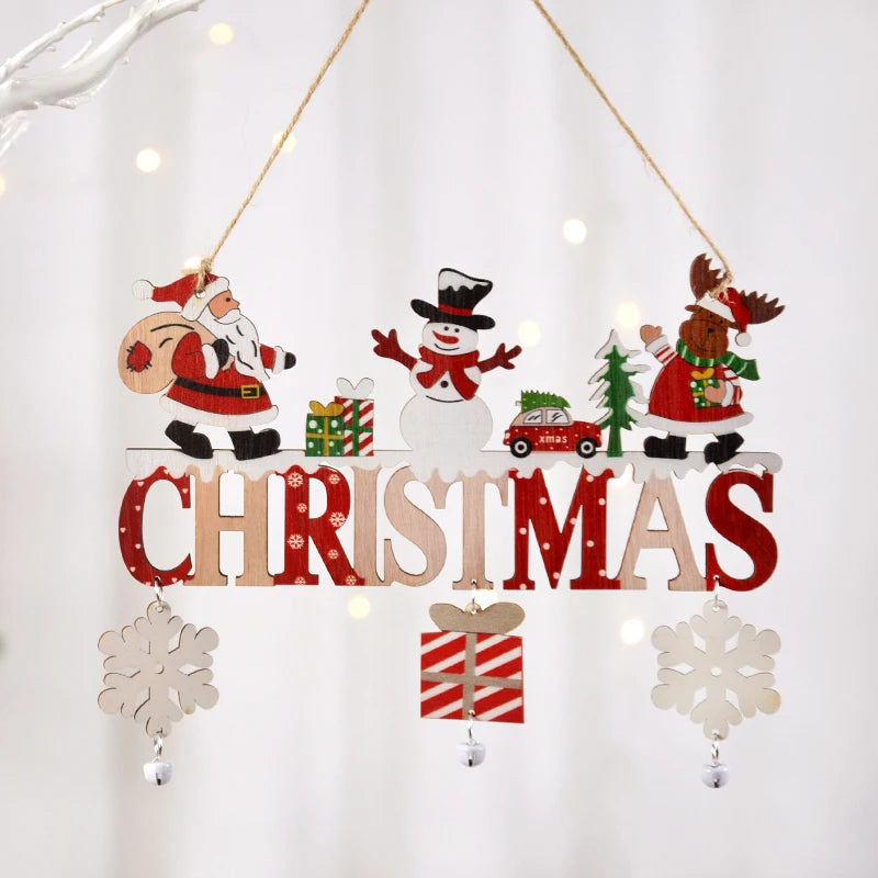 Christmas Hanging Sign Santa Snowman Reindeer