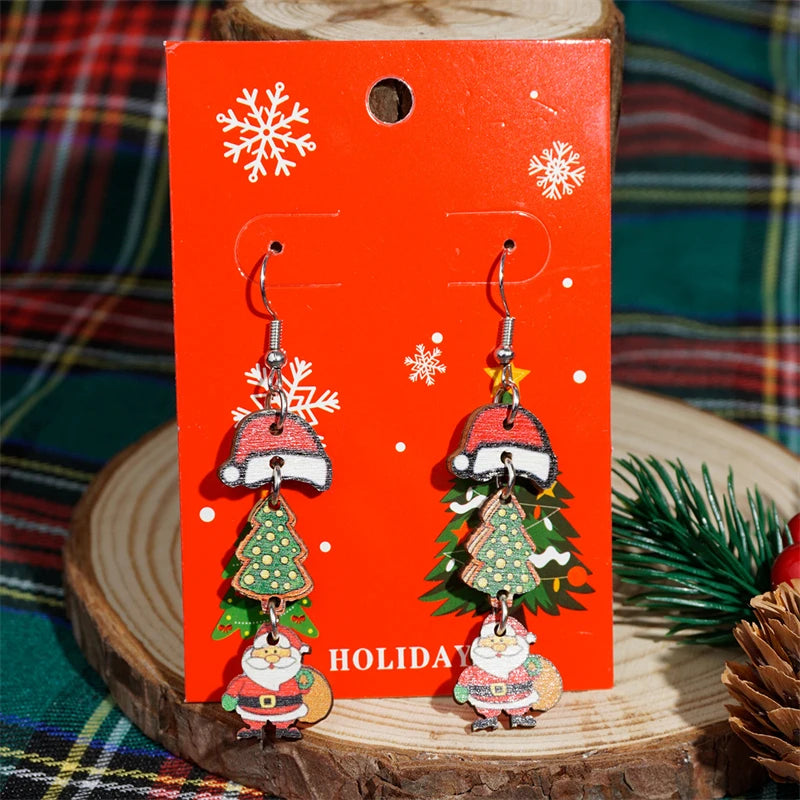 Christmas Hat Tree and santa Earrings