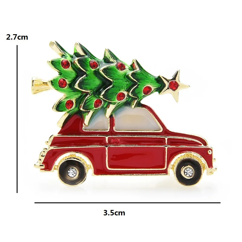 Christmas Red Car Christmas Tree Brooch