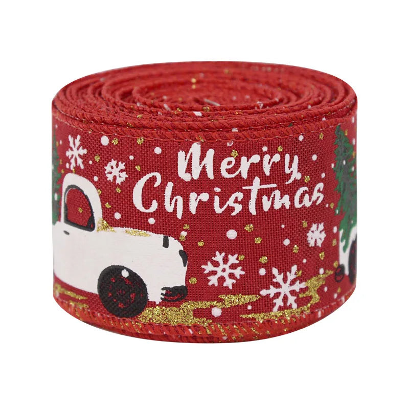 Christmas Red Ribbon White Truck