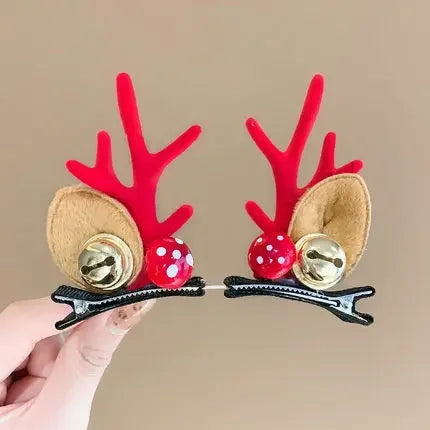 Christmas Reindeer Ear Clips with bells