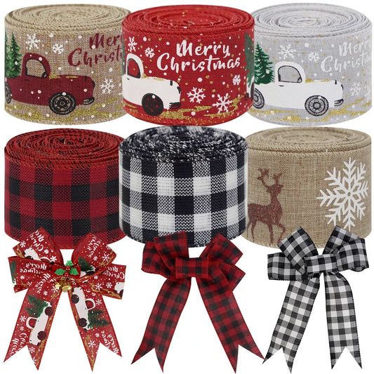 Christmas Ribbon Plaid, White Truck