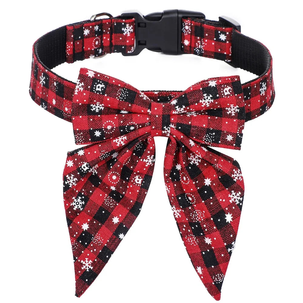 Christmas Snowflake dog collar bow tie 