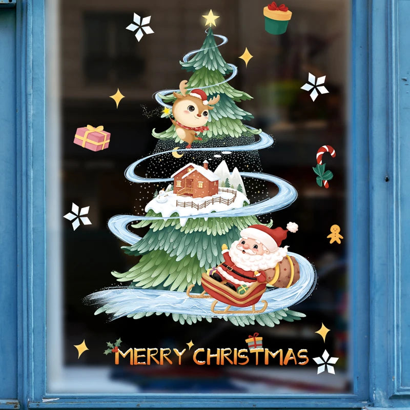 Christmas Tree snow slide Window Sticker