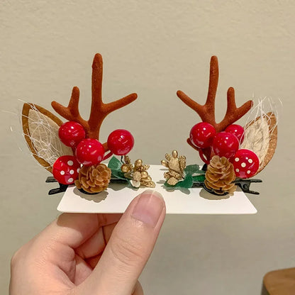 Christmas Woodland theme Reindeer hair clips