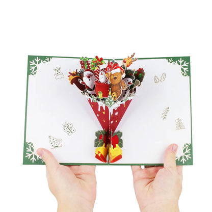 Christmas character bouquet pop up 3d card