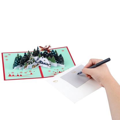 Christmas forest snow scene 3D Card