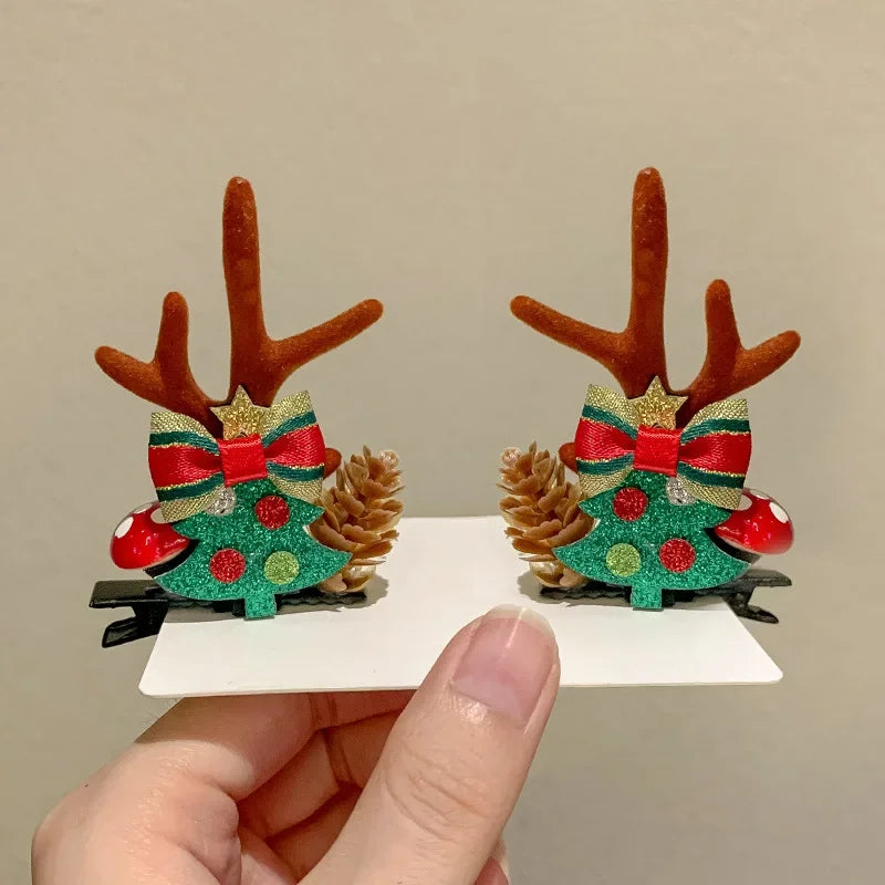 Christmas hair clips with christmas trees