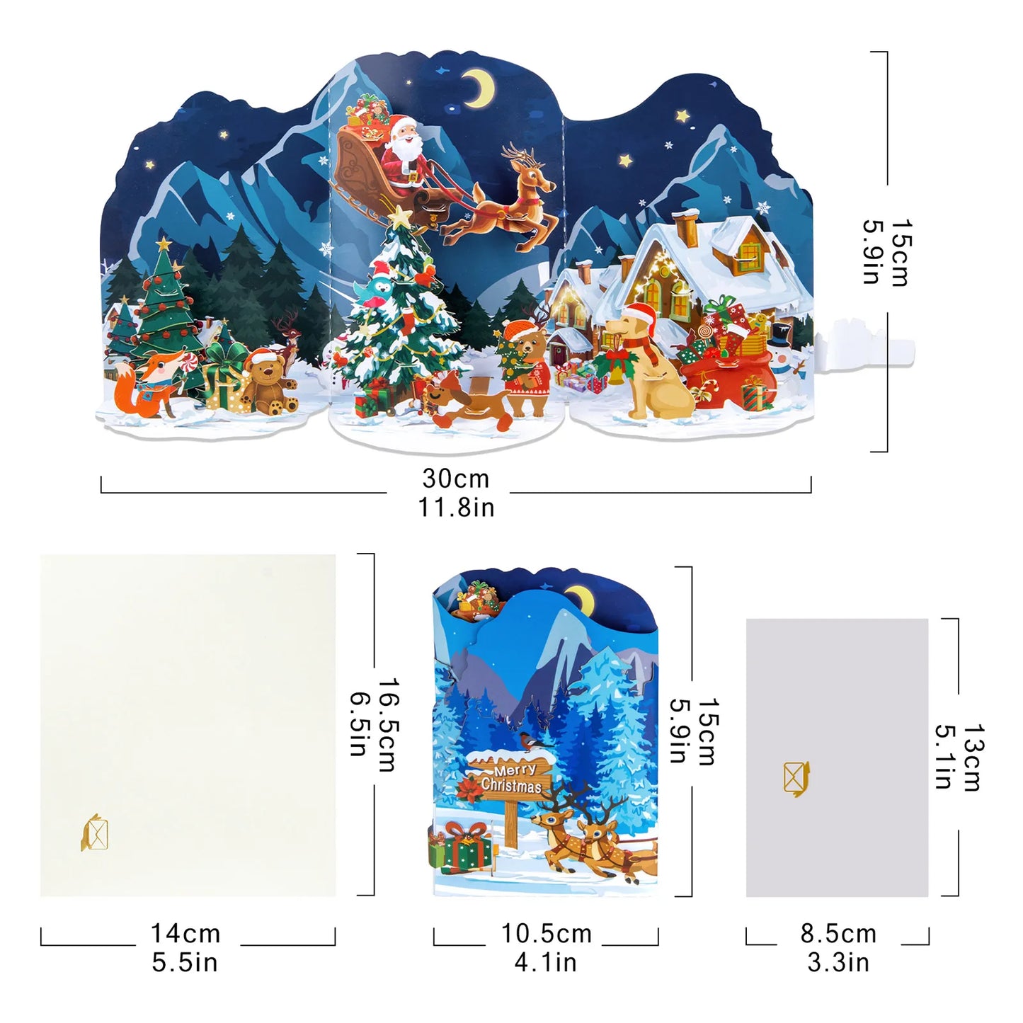 Christmas night scene pop up 3d Card