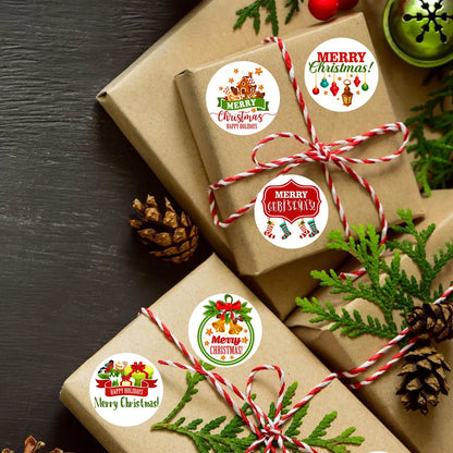 Christmas parcel stickers festive theme