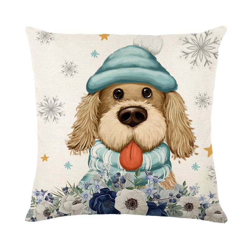 Christmas theme doggy pillow case cushion cover