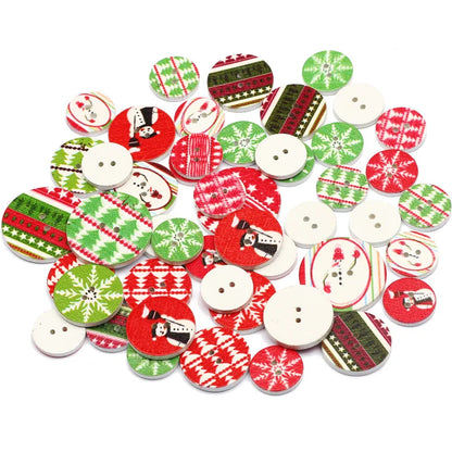 Christmas theme wooden craft buttons