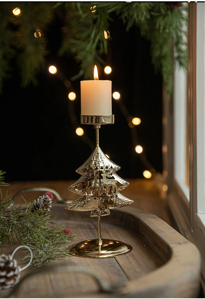 Christmas tree candle holder with elks 