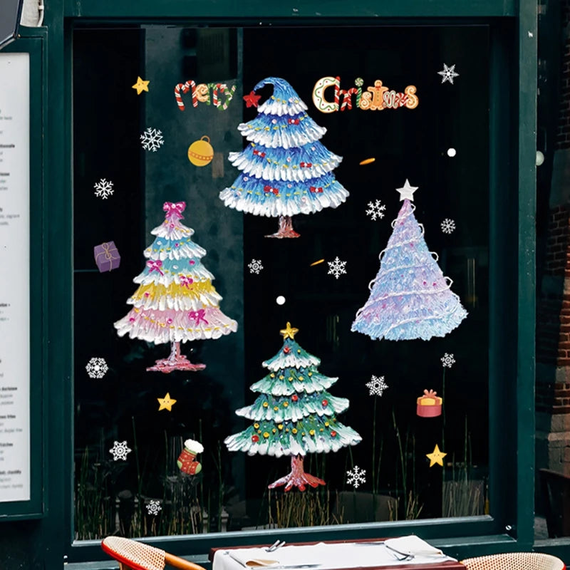 Colourful Christmas trees Window Sticker