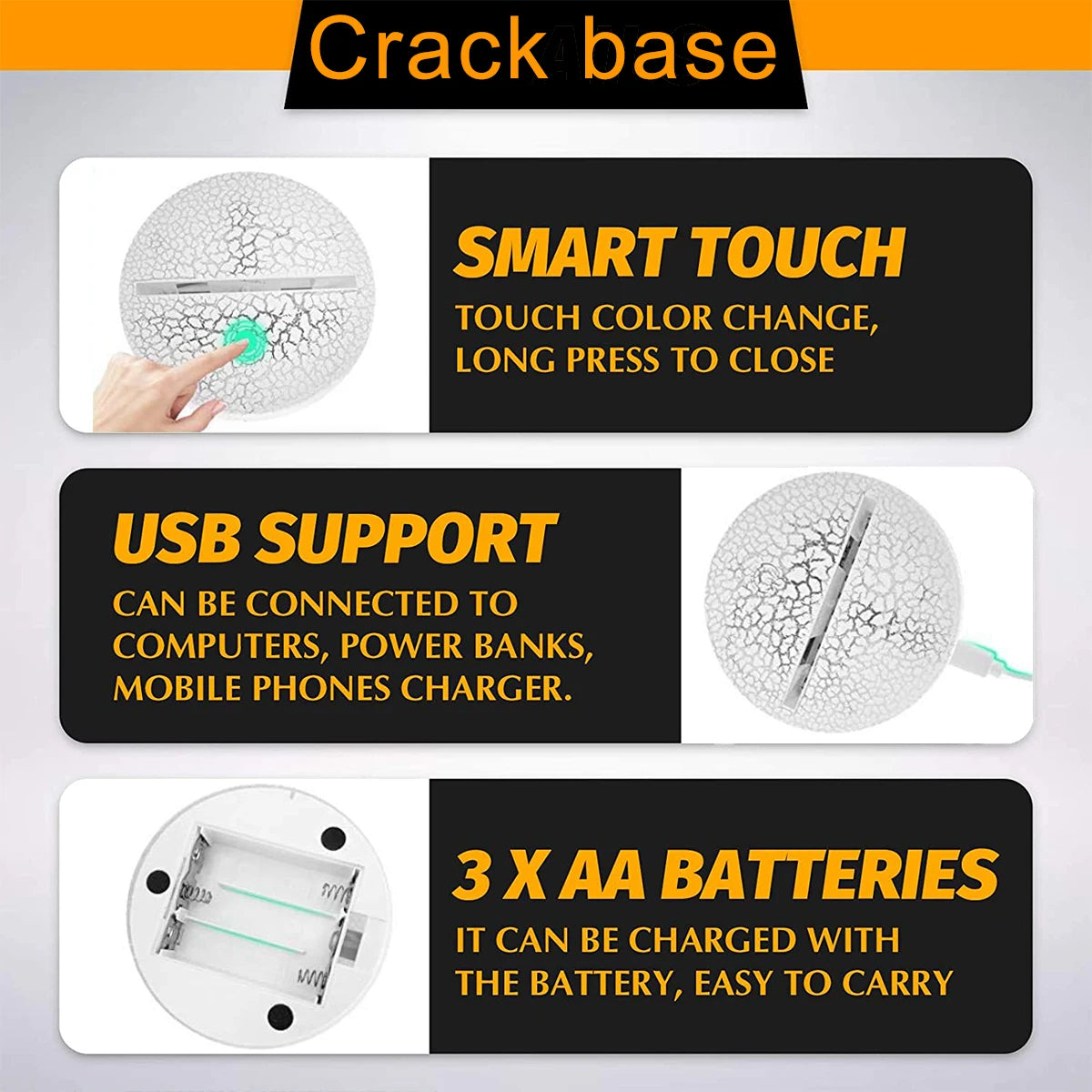 Crackle Effet 3D light Base