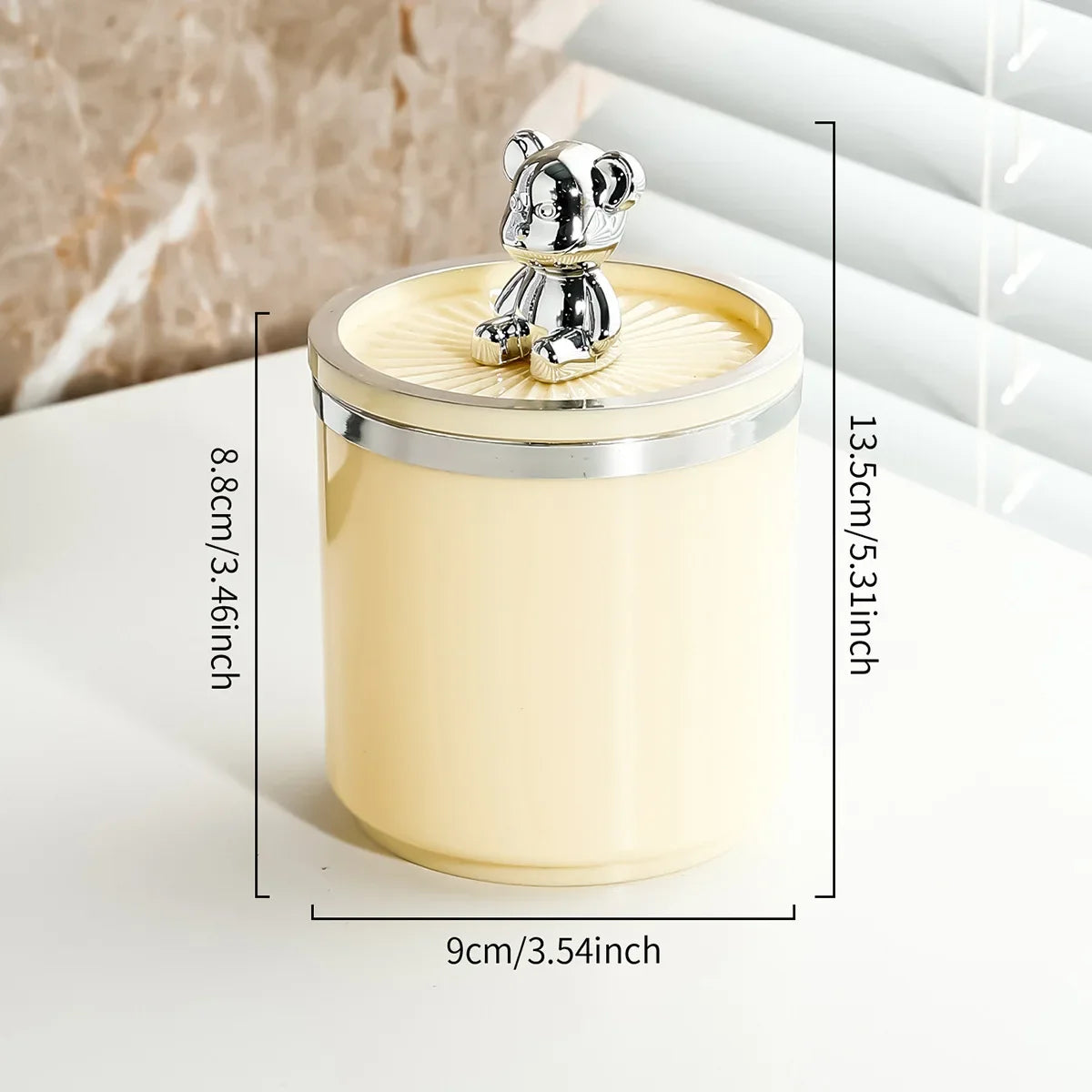 Cream Container silver bear 