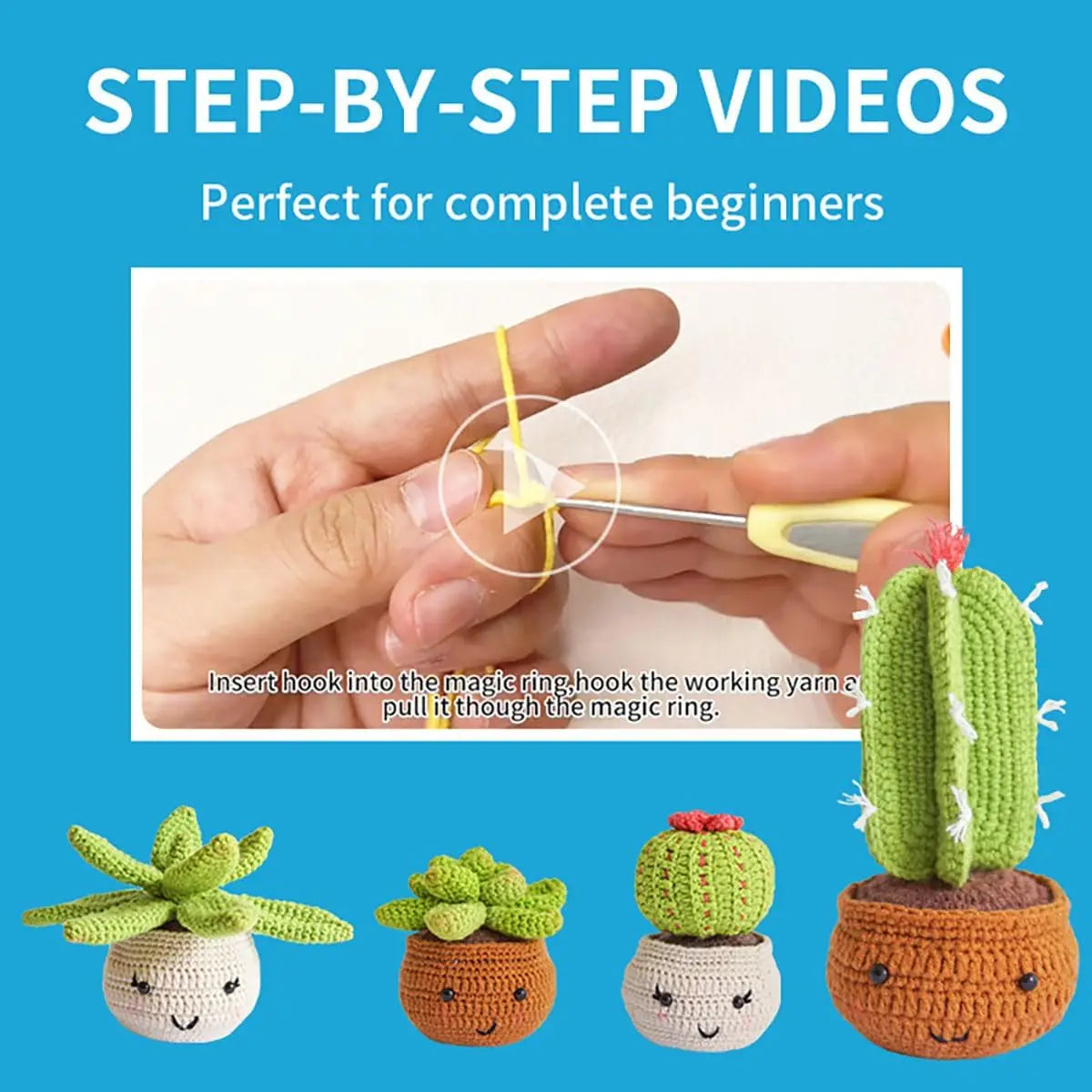 Crochet beginner video 4 plants