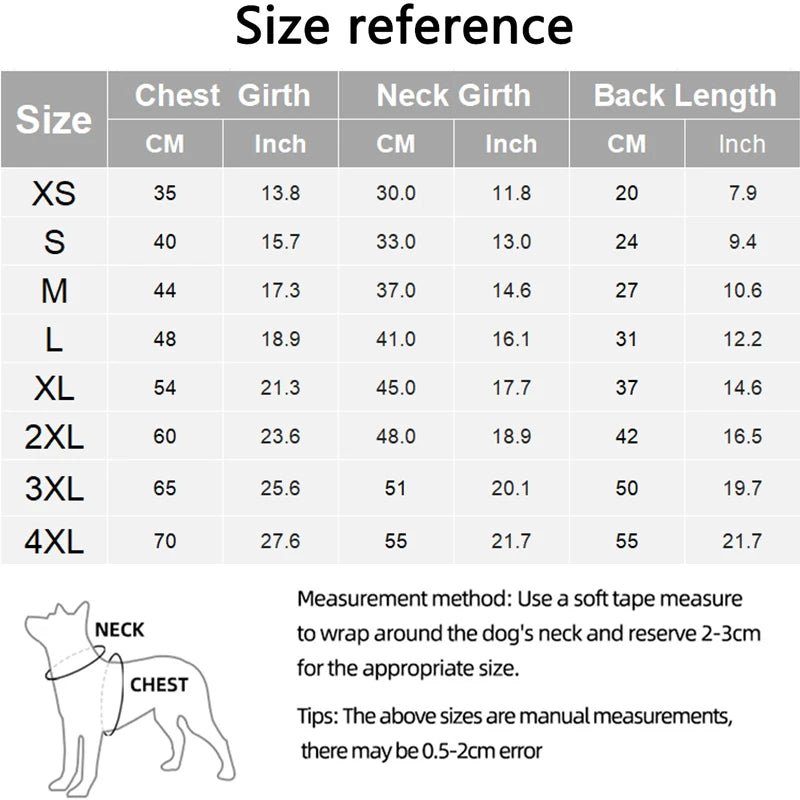 Dog Fleece Measurements Info Guide