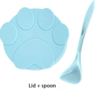 Dog  Lid Food Sealer BLUE WTH SPOON