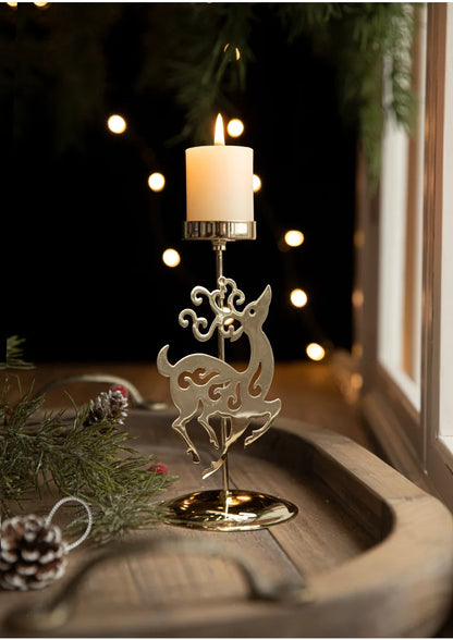 Elk Christmas Candle Gold colour