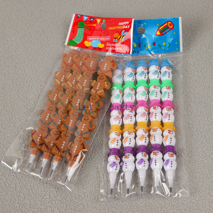 Gingerbread man Snowman Stackable Pencil party favour