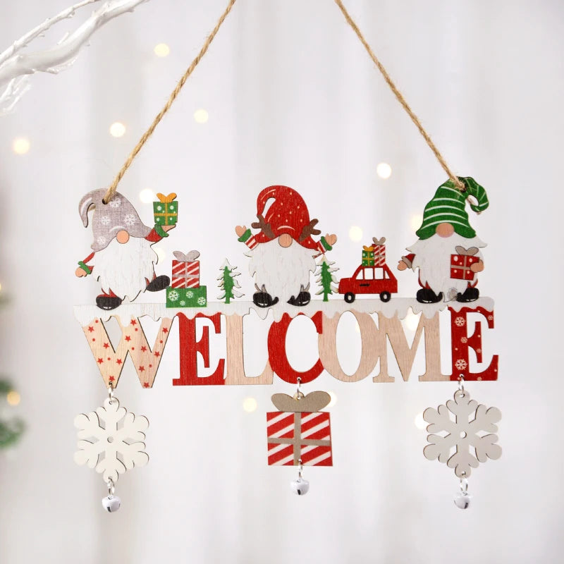 Gnome Christmas Welcome Sign