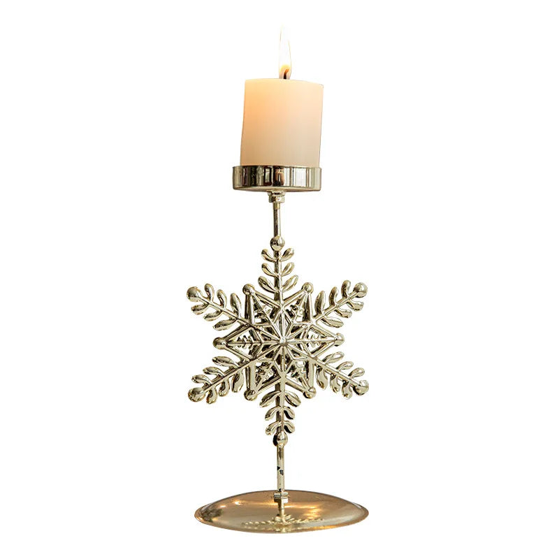 Golden colour snowflake candle holder